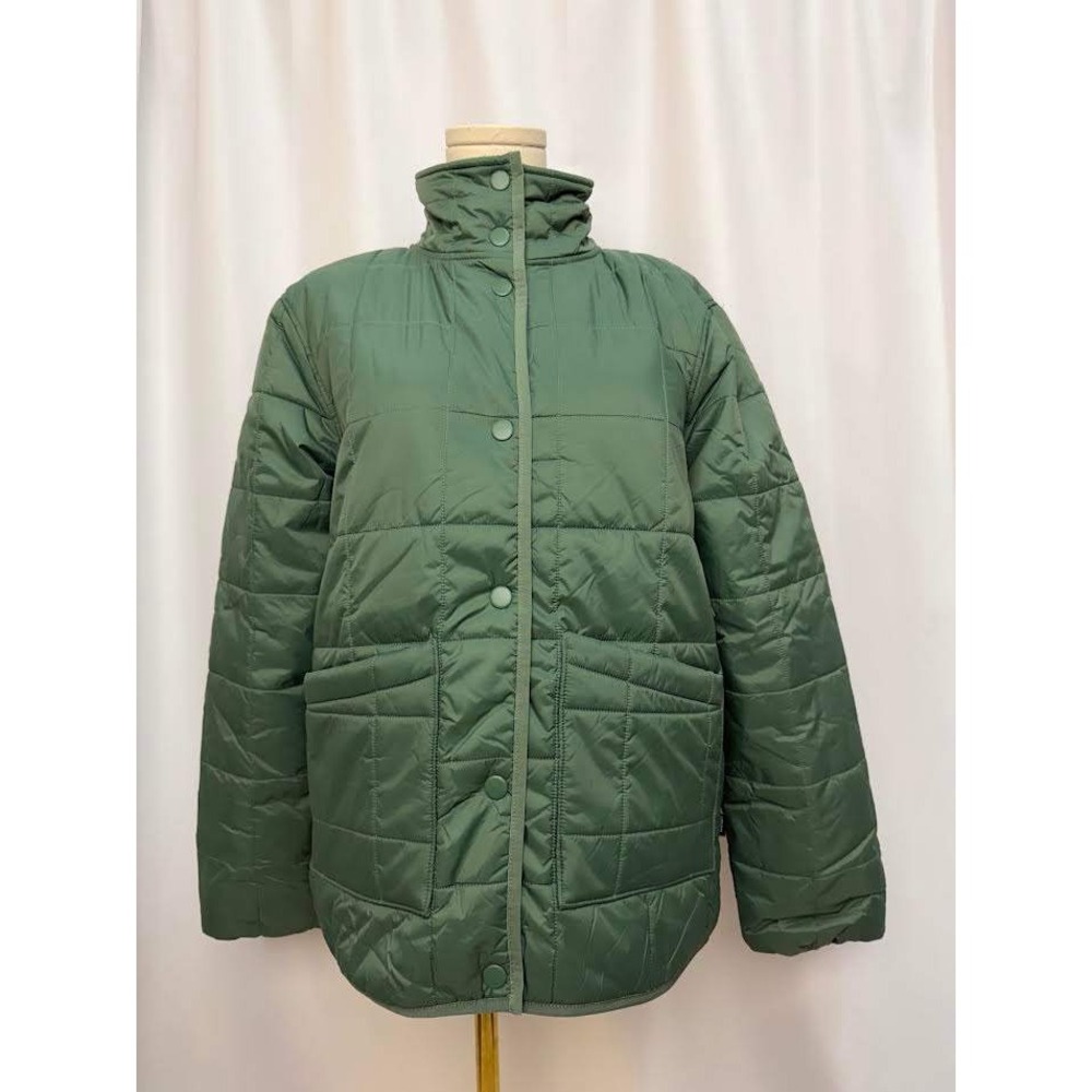 Vans Which Way Jacket Green Quilted Fleece Lined Puffer Mock Neck SMALL NWT